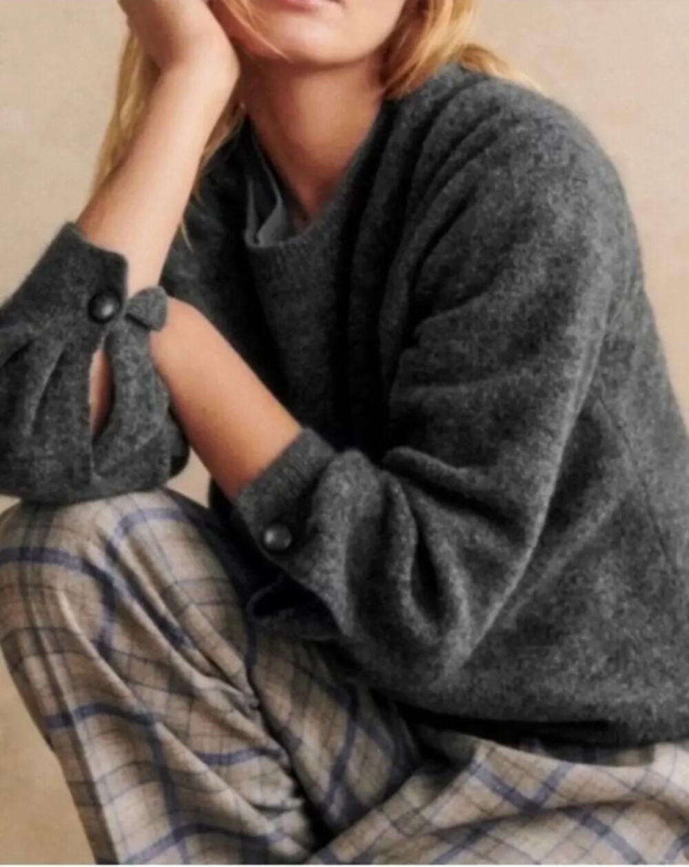 Sézane Luisa Sweater Jumper Mohair Wool Gray Small Rare $150 Minimalist Feminine